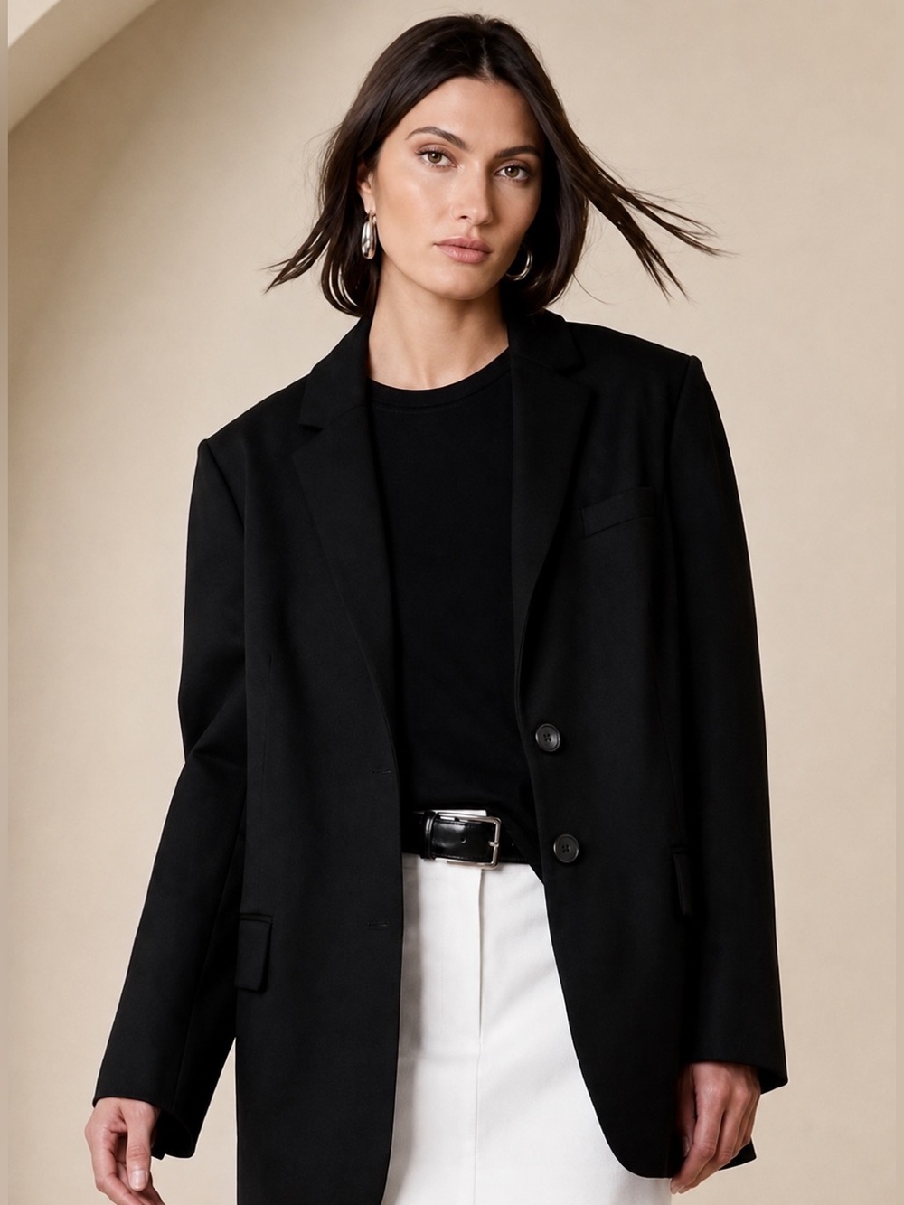 Banana Republic Relaxed Everywhere Ponte Blazer Black Oversized XS NWT